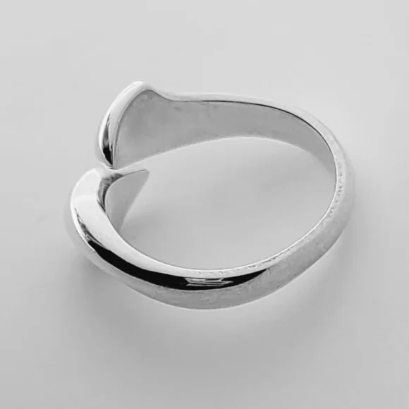 925 Sterling Silver Vintage Modernist Overlap Ring, Size 9 Unisex - Picture 5 of 9